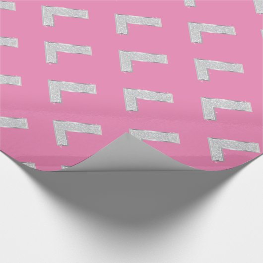 Roze zilveren letter L Cadeaupapier (Hoek)