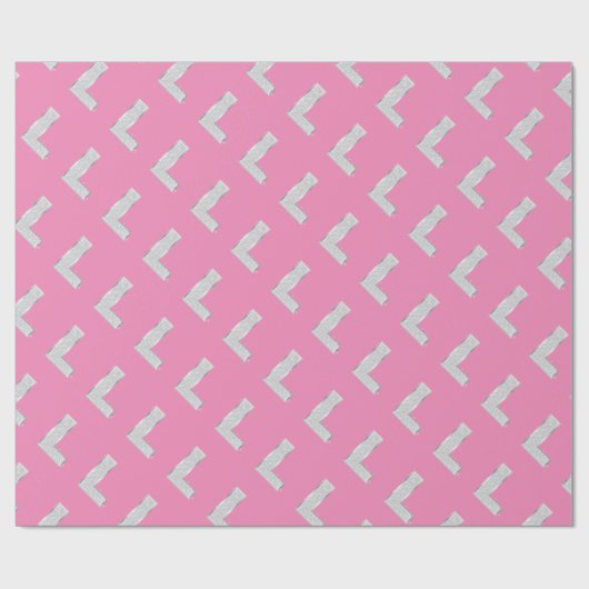 Roze zilveren letter L Cadeaupapier (Vlak)