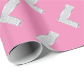 Roze zilveren letter L Cadeaupapier (Rol Hoek)