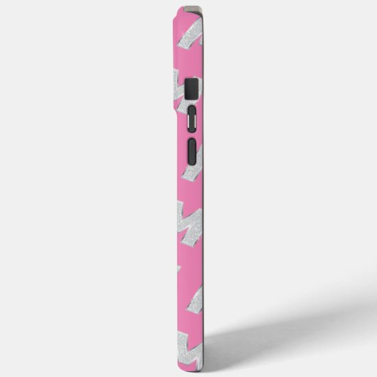 Roze zilveren letter M Case-Mate iPhone Case (Achterkant / Links)