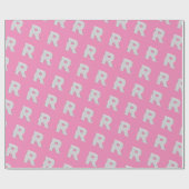 Roze zilveren letter R Cadeaupapier (Vlak)