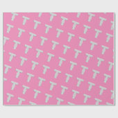 Roze zilveren letter T Cadeaupapier (Vlak)