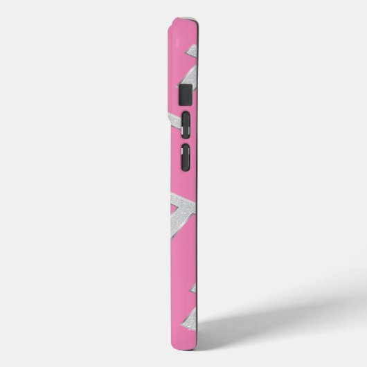 Roze zilveren letter T Case-Mate iPhone Case (Achterkant / Links)