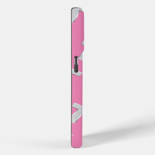 Roze zilveren letter T Case-Mate iPhone Case (Achterkant / Rechts)