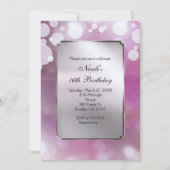 Roze Zilveren Lichten Glam Verjaardagsfeestuitnodi Kaart (Voorkant)