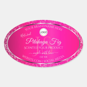 Roze Zilveren Logo Initialen Glitter Product Label