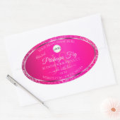 Roze Zilveren Logo Initialen Glitter Product Label (Envelop)