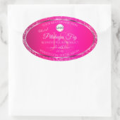 Roze Zilveren Logo Initialen Glitter Product Label (Tas)