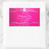 Roze Zilveren Logo Initialen Glitter Product Label (Tas)