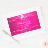 Roze Zilveren Logo Initialen Glitter Product Label (Envelop)