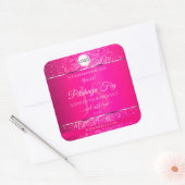 Roze Zilveren Logo Initialen Glitter Product Label (Envelop)