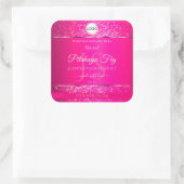 Roze Zilveren Logo Initialen Glitter Product Label (Tas)