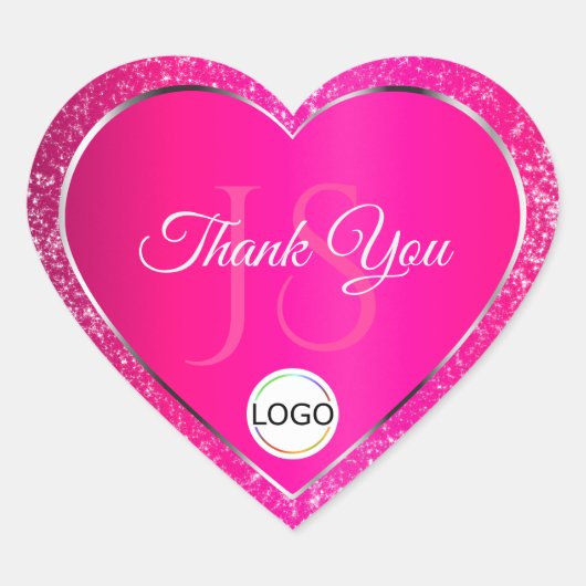 Roze Zilveren Logo Initialen Glitter Schattige Dan Hart Sticker (Voorkant)