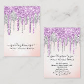 *~* Roze ZILVEREN MAGENTA Drip Druppelende GLITTER Visitekaartje (Voorkant / Achterkant)