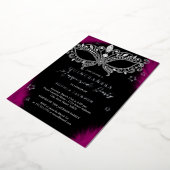 Roze Zilveren Maskerade Star Quinceanera Folie Uitnodiging (Gedraaid)