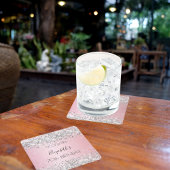 Roze zilveren naam elegante verjaardag kartonnen onderzetters