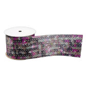 Roze zilveren pailletten glitter sparkle patroon satijnen lint (Spoel)