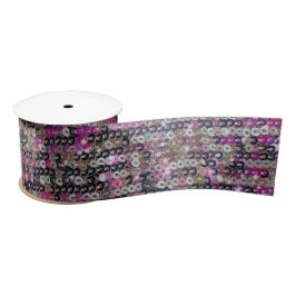 Roze zilveren pailletten glitter sparkle patroon satijnen lint