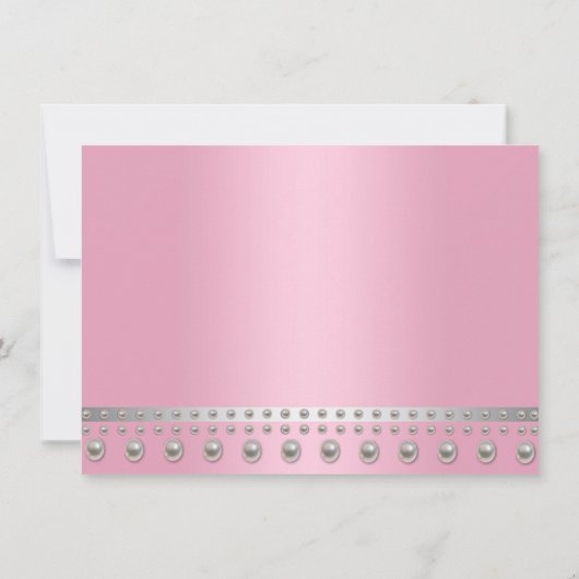 Roze zilveren parel eerste verjaardag kaart (Achterkant)