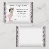 Roze Zilveren Prinses Luier Raffle Ticket Informatiekaartje (Voorkant / Achterkant)