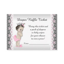 Roze Zilveren Prinses Luier Raffle Ticket