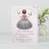 Roze zilveren prinsessenjurk Sprookjesverjaardagsf Kaart (Staand voorkant)