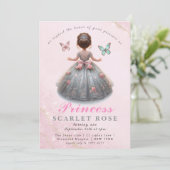 Roze zilveren prinsessenjurk Sprookjesverjaardagsf Kaart (Staand voorkant)