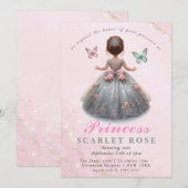 Roze zilveren prinsessenjurk Sprookjesverjaardagsf Kaart (Voorkant / Achterkant)