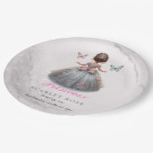 Roze zilveren prinsessenjurk Sprookjesverjaardagsf Papieren Bordje (Gekanteld)