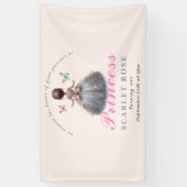 Roze zilveren prinsessenjurk Sprookjesverjaardagsf Spandoek (Verticaal)