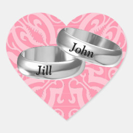  roze zilveren ringen hart sticker