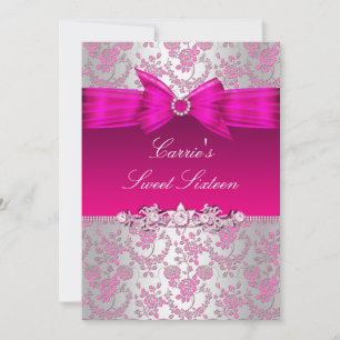 Roze & Zilveren Roos Sweet Sixteen Uitnodiging