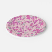 Roze zilveren rozen sterren papieren bordje (Gekanteld)