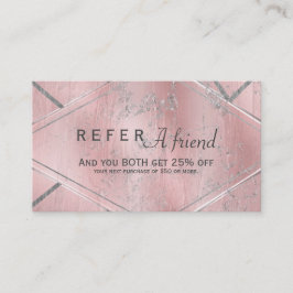 Roze & Zilveren Satijn REFER A FRIEND Klantkaart Aanbevelingskaartje