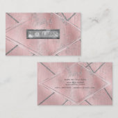 Roze & Zilveren Satijn Sparkle Glam Chique Salon S Visitekaartje (Voorkant / Achterkant)