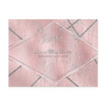 Roze & Zilveren Satijnen Glam Glitter Save the Dat