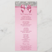 Roze Zilveren Sequin Diamond Bow Wedding Programma Programmakaart (Achterkant)
