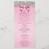 Roze Zilveren Sequin Diamond Bow Wedding Programma Programmakaart (Voorkant)