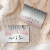 Roze Zilveren Sneeuwhout Winterbomen 1e Verjaardag Bedankkaart