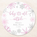 Roze zilveren sneeuwvlokken baby zijn koude buiten ronde kartonnen onderzetter<br><div class="desc">Roze zilveren sneeuwvlokken baby zijn koud buiten Rond Papier Onderzetter Matching items zijn beschikbaar.</div>