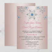 Roze zilveren sneeuwvlokken Kristallen Blauw parel Kaart (Voorkant / Achterkant)