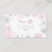 Roze zilveren sneeuwvlokken luier loterij informatiekaartje (Voorkant)