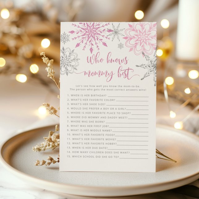 Roze zilveren sneeuwvlokken Wie weet mama beste sp (Creator heeft geüpload)