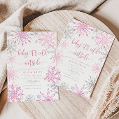 Roze zilveren sneeuwvlokken winter meisje baby sho kaart