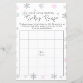 Roze, zilveren, sneeuwvlokvormig Baby shower Game,