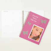 Roze zilveren Sparkle Butterflies op uw foto Planner (Display)