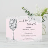 Roze zilveren Sparkle Diamond Bubbly Vrijgezellenf Kaart (Staand voorkant)