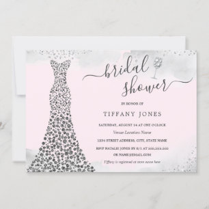Roze Zilveren Sparkle Diamond Dress Vrijgezellenfe Kaart