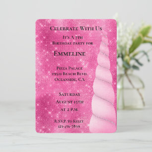 Roze Zilveren Sparkle Glam Eenhoorn Verjaardag Kaart