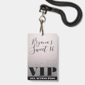 Roze zilveren sparkle Glitter Glam Sweet 16 VIP-pa Badge (Front with Lanyard)
